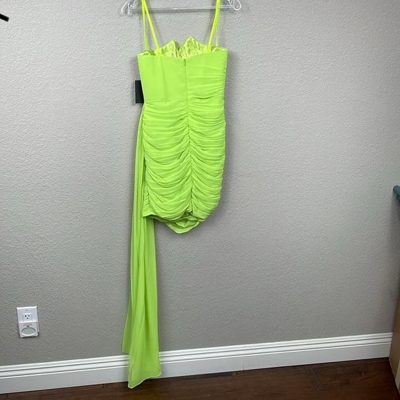 NWT Ieena for Mac Duggal 56005 Draped Skirt Strapless Corset Dress Lime Sz 8 - Picture 8 of 15
